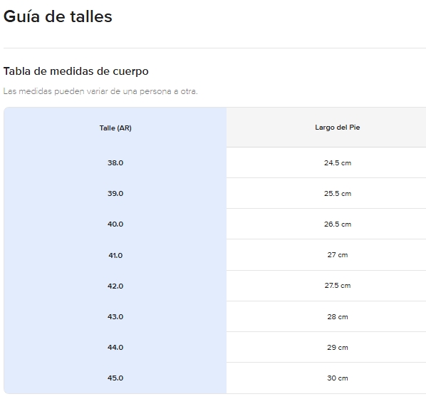 GUIA DE TALLES